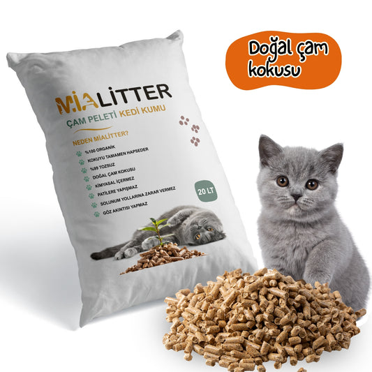 %100 Doğal Çam Peleti Kedi Kumu (20 Litre)